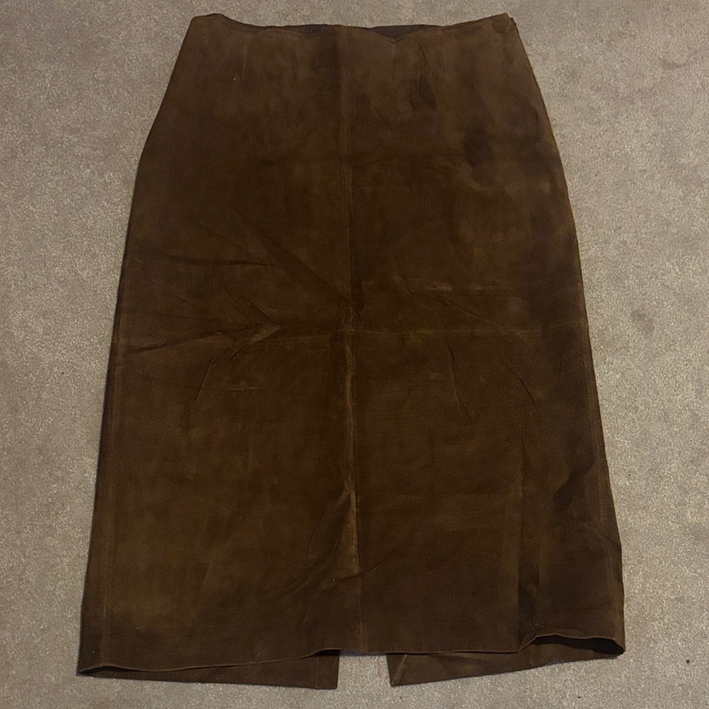 Ralph Lauren Dark Brown Suede Pencil Skirt Size 16W